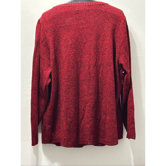 Karen Scott Snowman Trio Sweater Sz XL Red Marled Sequin Embellished Winter Size - Picture 2 of 14
